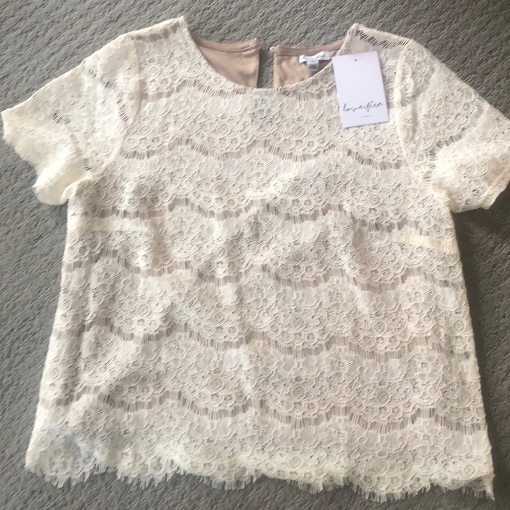 NWT love and fire and fire lace top